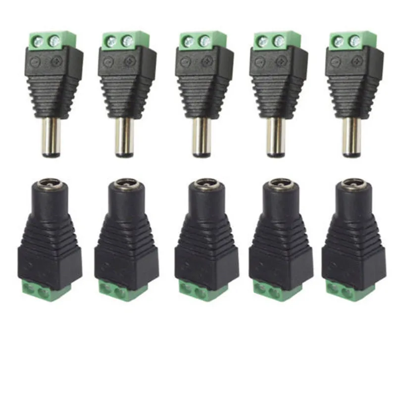 5 zestaw kamery cctv 2.1mm x 5.5mm kobieta mężczyzna DC adapter wtyczki zasilającej DC Power kobieta wtyk Jack złącze adaptera wtyk męski
