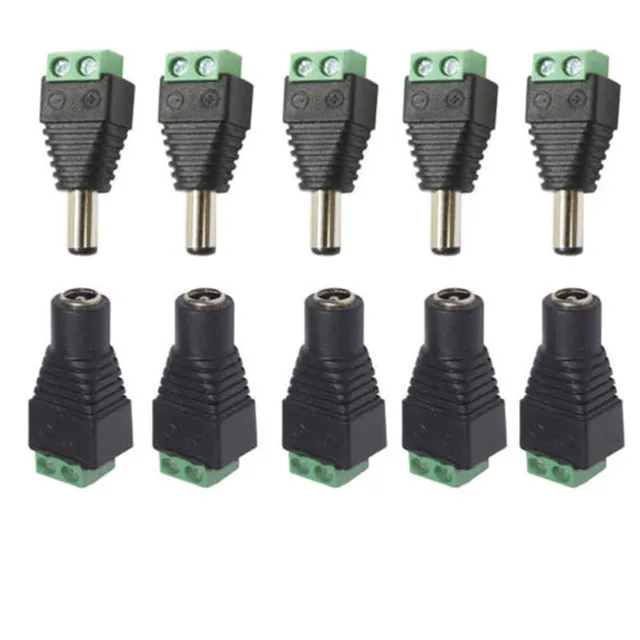 5 zestaw kamery cctv 2.1mm x 5.5mm kobieta mężczyzna DC adapter wtyczki zasilającej DC Power kobieta wtyk Jack złącze adaptera wtyk męski