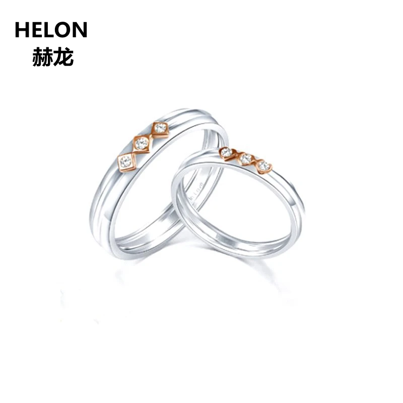 0.03ct Sĩ/H Full Cắt Kim Cương Tự Nhiên Nhẫn Đính Hôn Cho Cho Nữ Vàng Trắng 14K Cưới Nhẫn Cho Nam tình Nhân Nhẫn Đôi Nhẫn Cặp