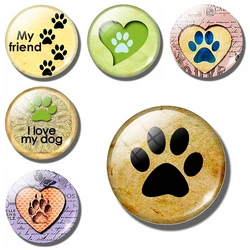 My Friend Dog Paw Fridge Magnet Glass Dome Puppy Magnetic Refrigerator Stickers Note Holder Dog Lover Gifts Home Decor 30 MM