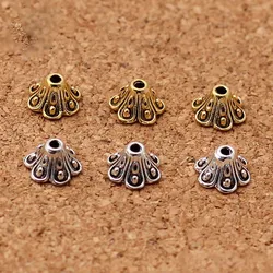30pcs High Quality Zinc Alloy Flower Bead Caps Receptacle 8mm Antique Gold Silver Tassel End Caps DIY Jewelry Making Materials
