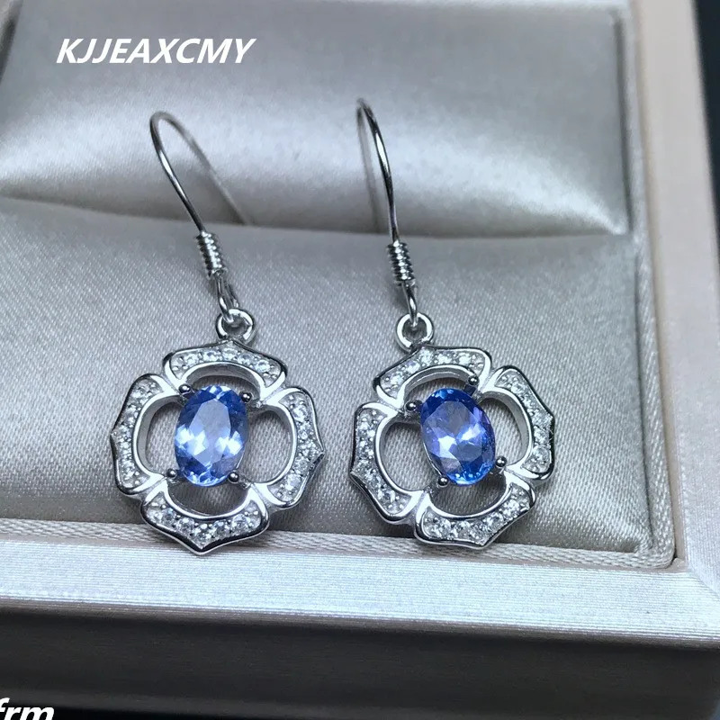 

KJJEAXCMY Fine Jewelery Natural Tanzanite Earrings Sterling Silver Inlaid female 925 3A color run new hot new