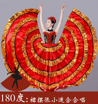 Spanish Flamenco Bullfighting Costume Adult Female Opening Dance Full-skirt Dress Spanish Stage Performance Dancing Suit H528