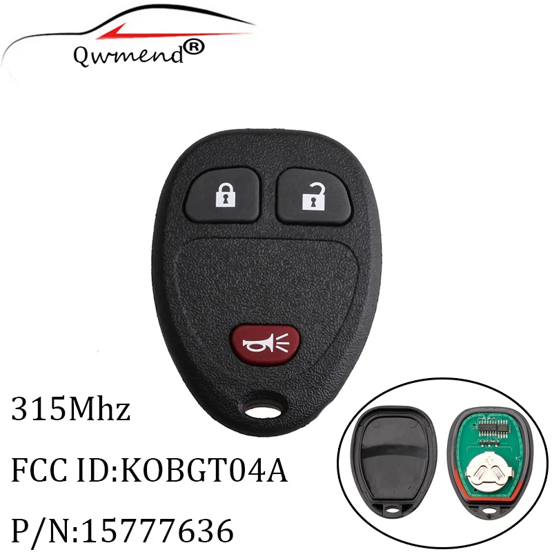 QWMEND 3Buttons Remote key For KOBGT04A 15777636 315Mhz For Chevrolet HHR Uplander Pontiac Montana SV6 Saturn Relay For Buick