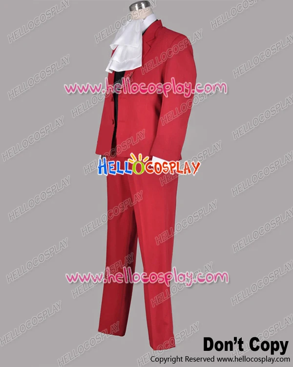 Ace Attorney Gyakuten Saiban Miles Edgeworth Red Suit Cosplay Costume H008