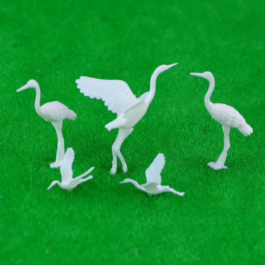 20pcs Model Train Railway Plastic Birds Small Figure Toy Red-crowned Crane 1:75 OO Scale New Model Building Kit