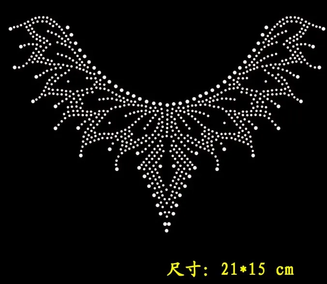 

2pc/lot necklinesticker hot fix rhinestone transfer motifs iron on crystal transfers design rhinestone motif designs