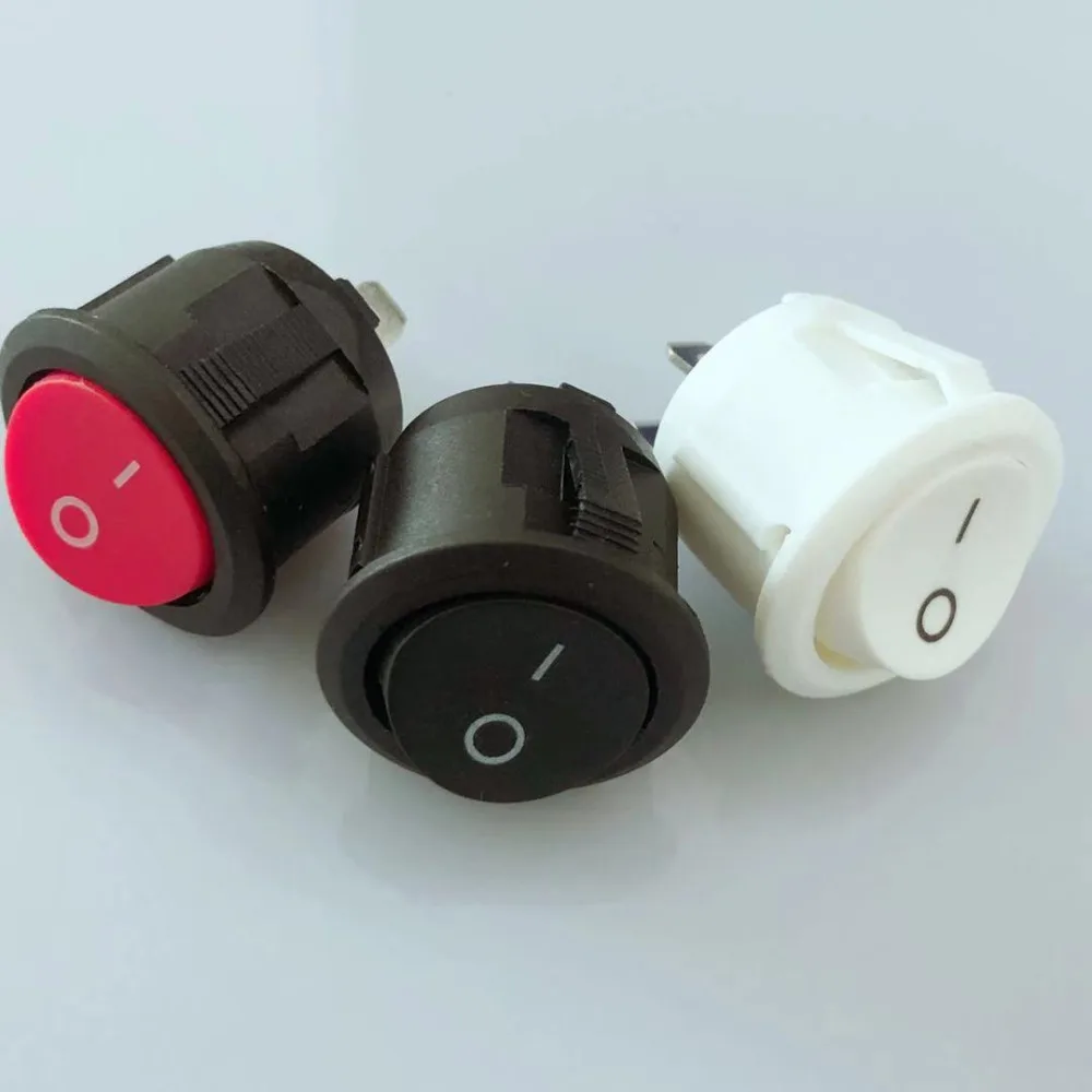 

3PCS G157 red black white KCD1 2PIN 20mm On/Off SPST Round Rocker Switch DC AC 6A/250V Car Dash Dashboard Track Dropship