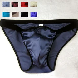 Bragas de seda de morera para hombre, ropa interior Sexy, 100%