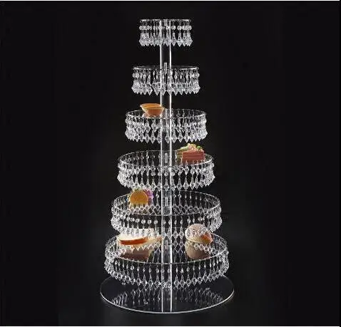 Hoogwaardige acryl display stand Taart stand Parfum stand Acryl Kralen 4 5 6 7 Layer Wedding Cake Stand