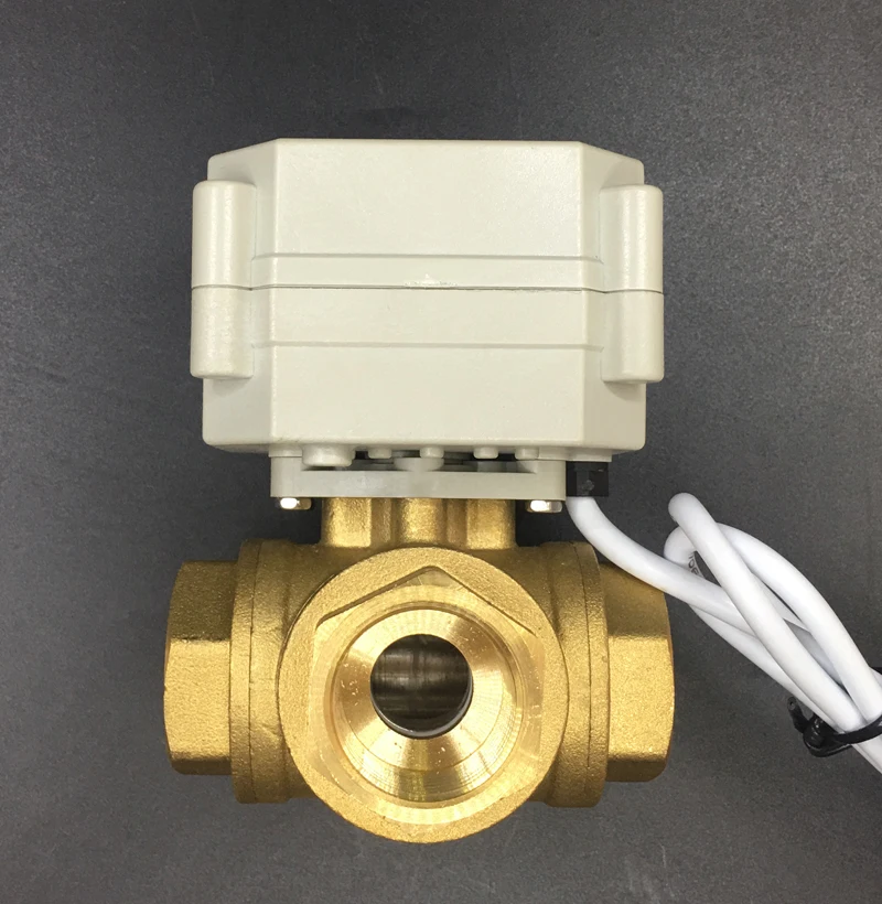 Brass 3/4'' 3 Way DN20 T/L Type Horizontal Electric Flow Control Valve  DC5V Metal Gear No manual override No indicator CE