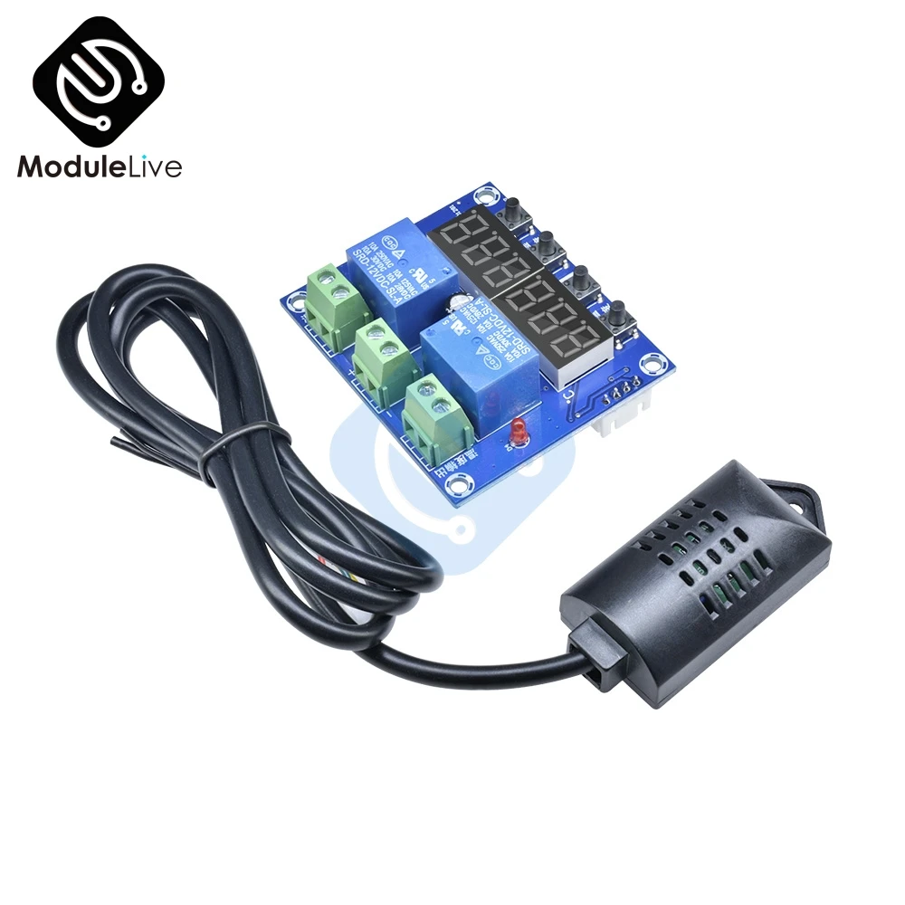 XH-M452 High Precision DC 12V 10A Digital LED Dual Output Temperature and Humidity Controller Module with SHT20 Sensor