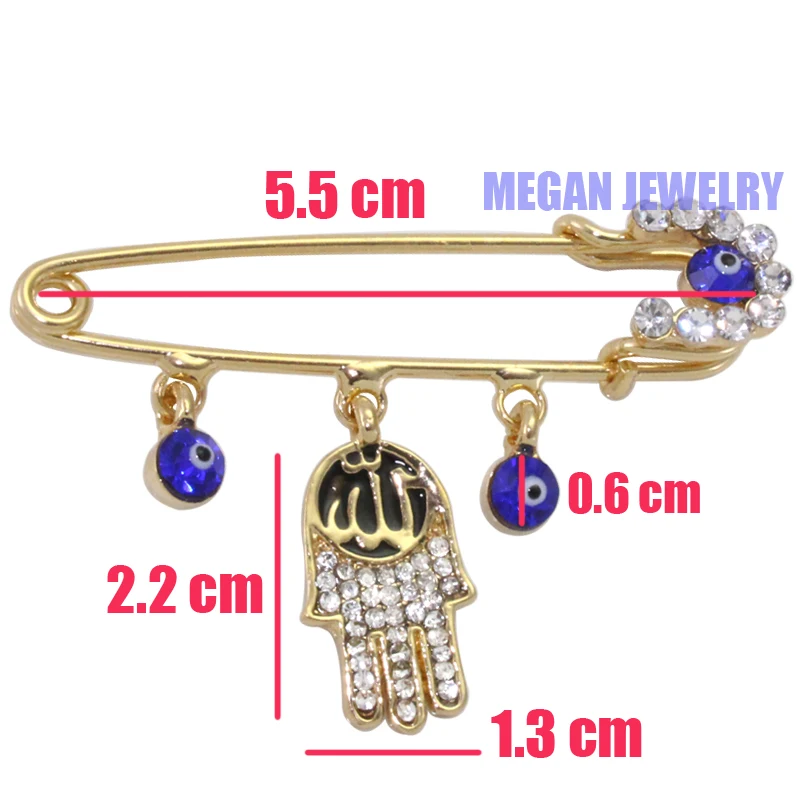 islam muslim Scarf Hijab evil eye crystal Pin brooch  , Allah hamsa hand of fatima brooch