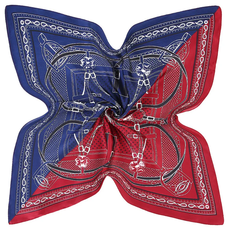 2 Colors Patchwork Square Scarves Bandanna Silk Scarf Women 2023 Fashion Head Band Neck Tie Band Professional Neckerchief