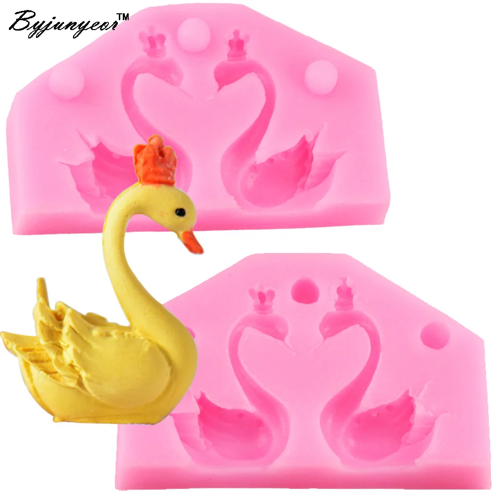 M331 2 Pcs/ set Swan 3D Candle Soy Wax Mould Scented Soap Mold Handmade Silicone Molds Plaster Resin Clay Making Home Decoration