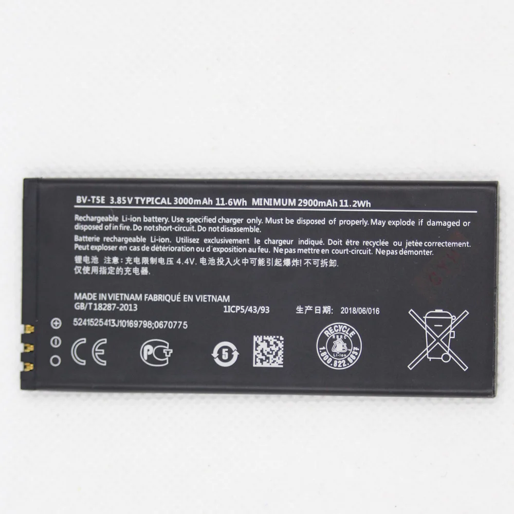 5pcs/lot 3000mAh BV-T5E battery for Microsoft Nokia Lumia 950 RM-1104 RM-1106 RM-110 BVT5E BV T5E Mobile phone battery