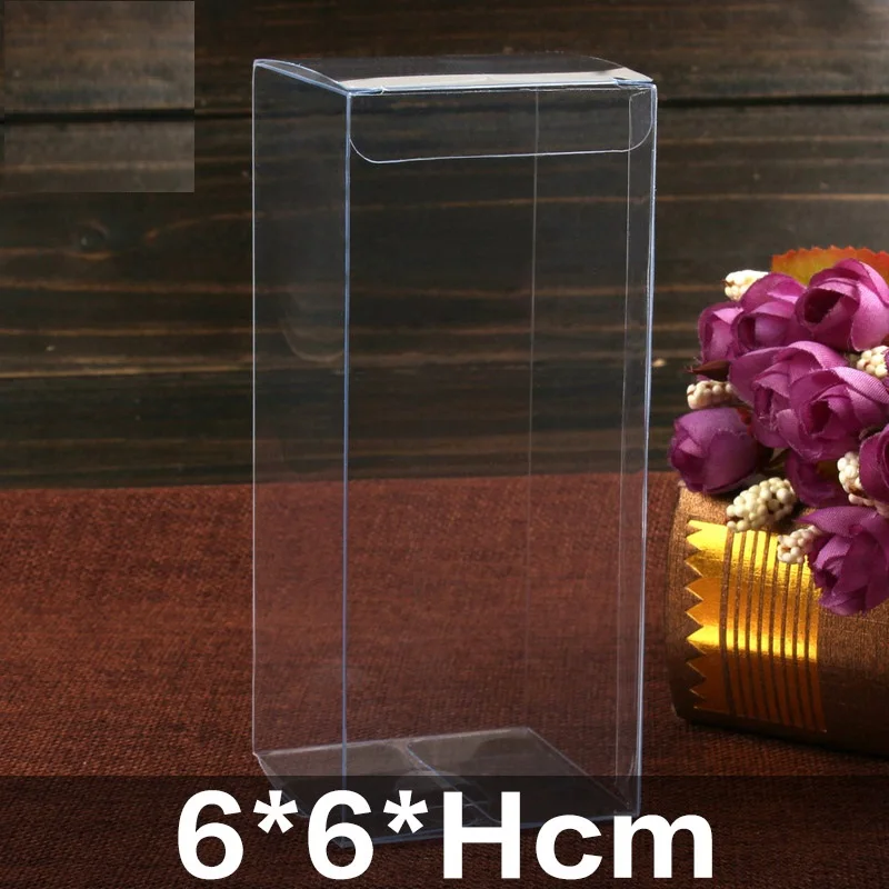 6*6*H cm Transparent Waterproof Clear PVC Display Boxes Gifts Crafts Packing Plastic Box For Flower /Food/Toys/Snack/Wine/Fruit