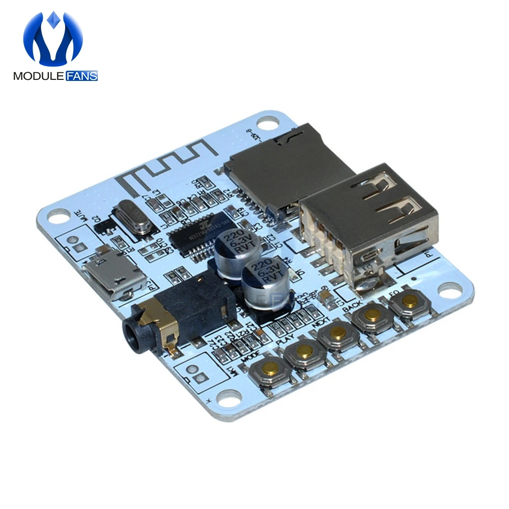 5V 2.1A Wireless Stereo Music Bluetooth Audio Receiver board with USB TF card Slot decoding playback preamp output A7-004 Module
