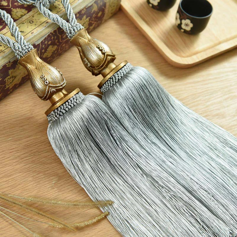 2 PCS Golden Tassel Ball Curtain Straps Tieback Hanging Curtain Holder Luxury Curtain Accessories for Living room Decor CP087H