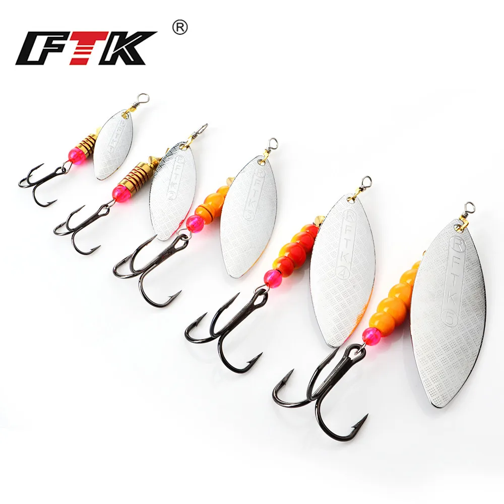 FTK Spinner Bait 4G/7G/12G/18G/30G Spoon Lures pike Metal With Treble Hooks Arttificial Bass Bait Fishing Lure