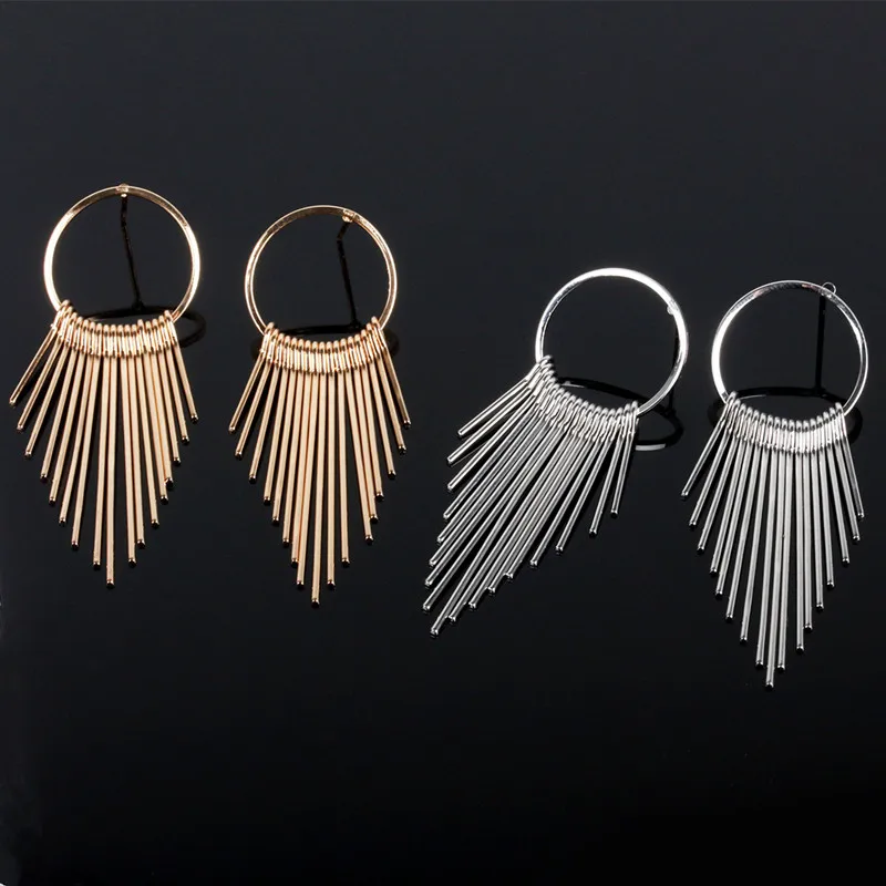 Long Tassel Dangle Earrings For Women Drop Brincos Bijoux boucle d\'oreille Fashion Jewelry Geometric Circle Earring