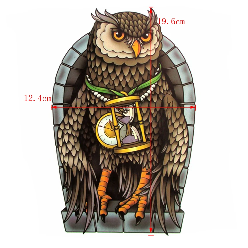 Report the clock owl Temporary tattoos men women spray waterproof designs large arm fake tattoo tatoo temprary  stickers