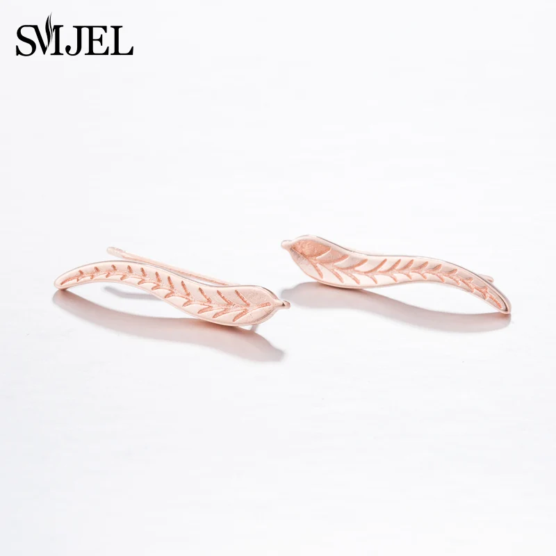 SMJEL 2024 Fashion Feather Women Earrings Boho Long Vintage Leaf Stud Earrings Ear Cuff Jewelry Accessories Gift Dropshipping