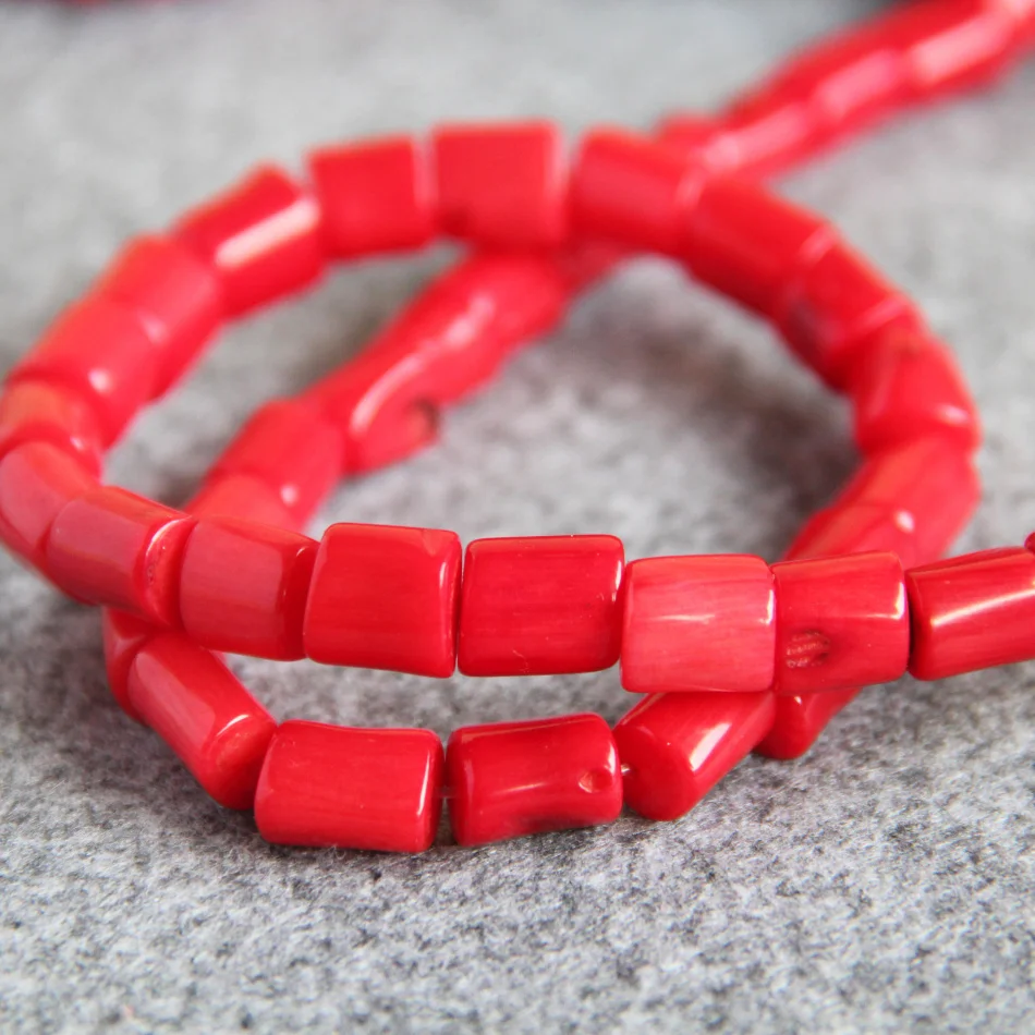 8-10Mm Natuurlijk Rood Koraal Zee Bamboe Kralen Voor Sieraden Maken Diy Ketting Armband Cilindricaliteit Ontwerp Groothandel