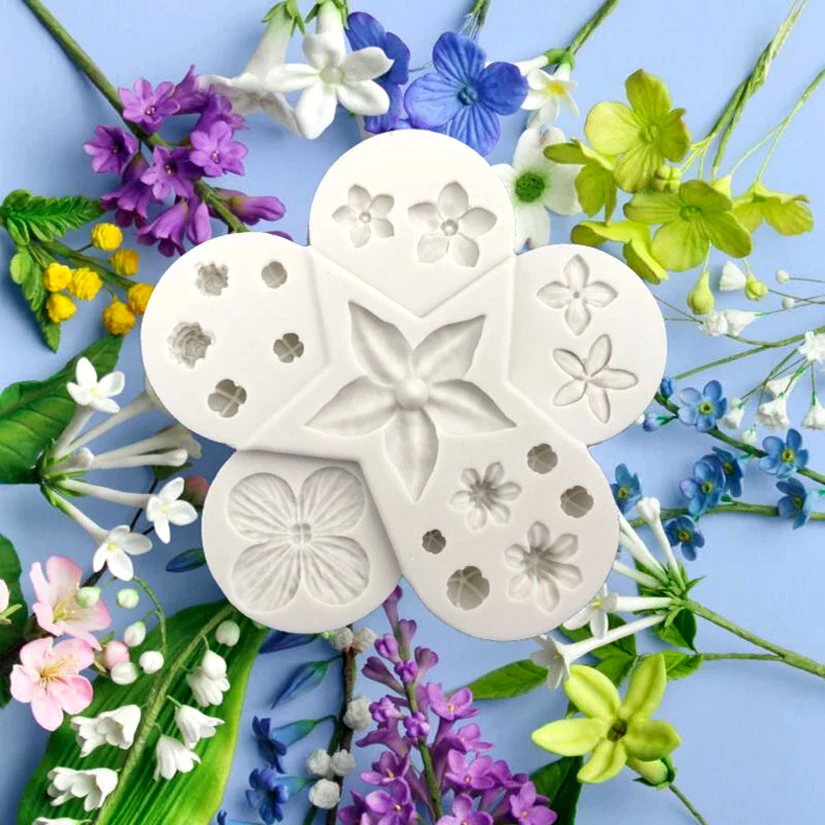 Flowers leaves Silicone Fondant Cake Decorating Tools Sugarcraft Clay Mold Cookie Cupcake Chocolate Baking Molds