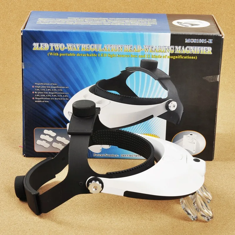 1,0 X, 1,5 X, 2,0 X, 2,5 X, 3,5 X LED Beleuchtung Stirnband Lupe Helm Lupe Reparatur Kopf Visier Dental Chirurgische Lupe