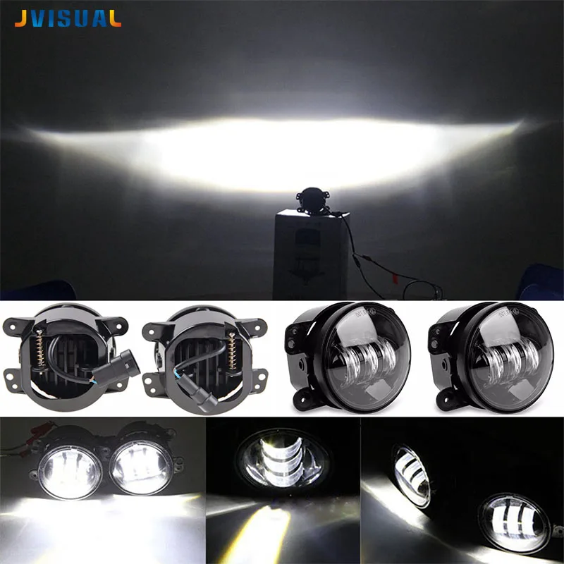 

Pair 4 Inch 30W Auto Led Fog Lights Projector Driving Fog Lamps For 07-15 Jeep Wrangler JK TJ LJ Dodge Journey