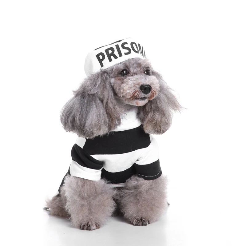 Heve You Coat Pet Funny Prisoner Clothes Set Christmas Dog Clothing Dressing Up Party Clothes Pet Cats Products for Pets