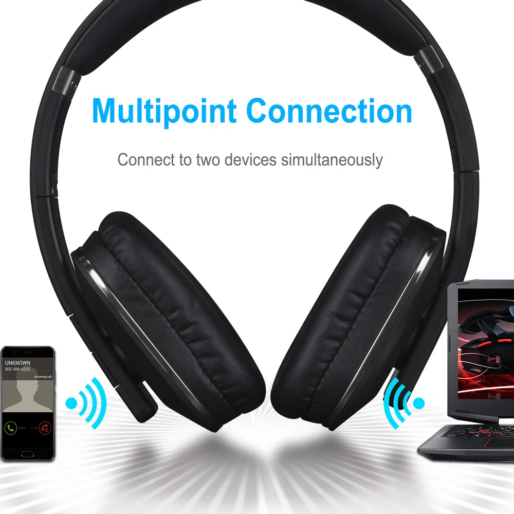 August EP650 Bluetooth Wireless Headphones with Mic/NFC/APP Over Ear Bluetooth 4.2 Stereo Music aptX-LL Headset for TV,Phone