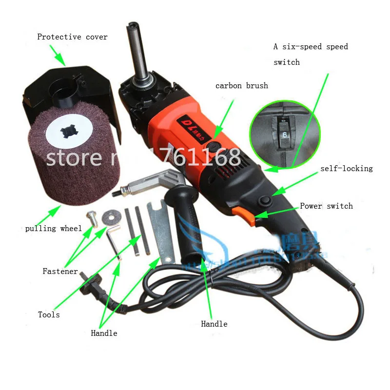 Imagem -04 - Máquina Elétrica de Desenho Máquina Polidora Plana Portátil para Aço Inoxidável Banco de Tração Desenho de Fio de Metal 1pç v