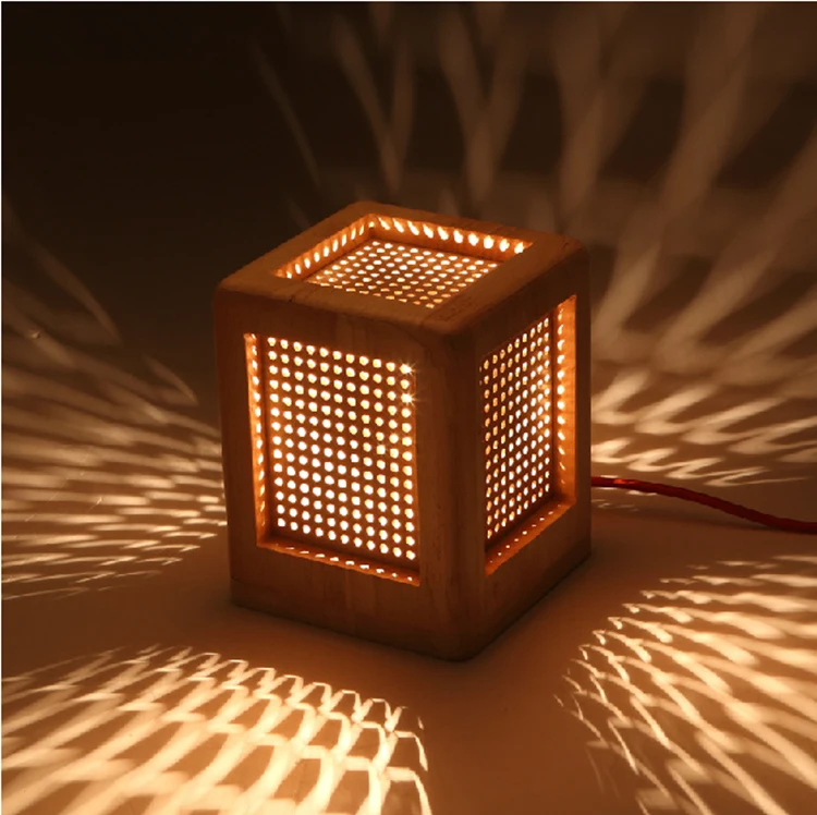 

Creative Retro Wooden Table Lamps Bedroom Lamp Art Reading Light Decorative Lights Lampe Bedside Table-Lights Art Deco