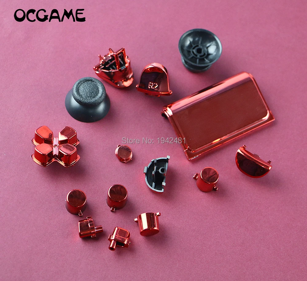 

OCGAME 30sets/lot plated CUH-ZCT2 JDS-040 JDM 040 Thumbsticks Dpad R1 L1 R2 L2 Button Chrome full buttons for ps4 pro jds-040