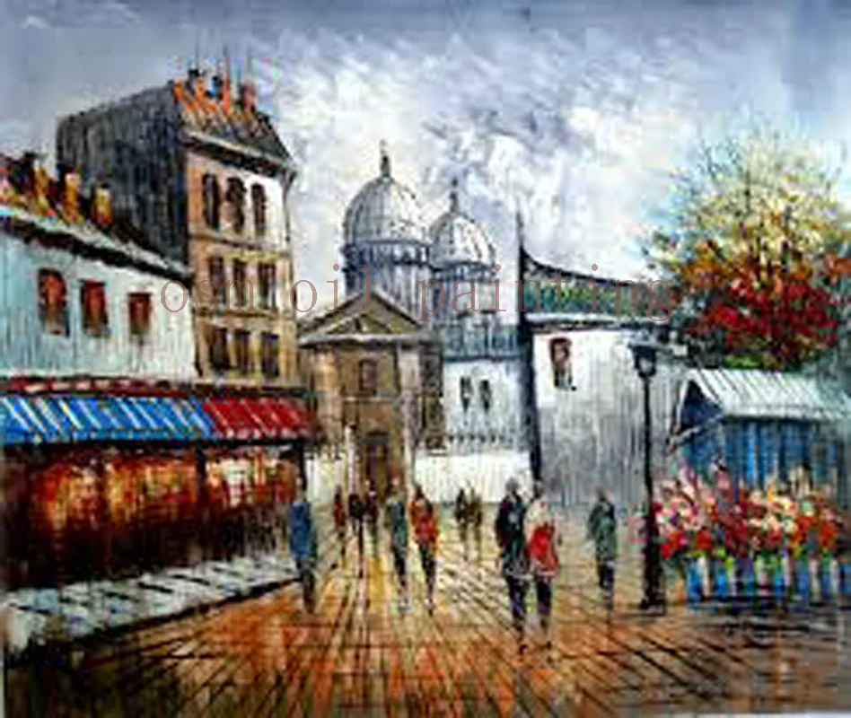 

Handmade Modern Abstract Paris City Eiffel Tower Street Canvas Landscape Oil Painting Home Decoration Wall Artwork Hang Pictures