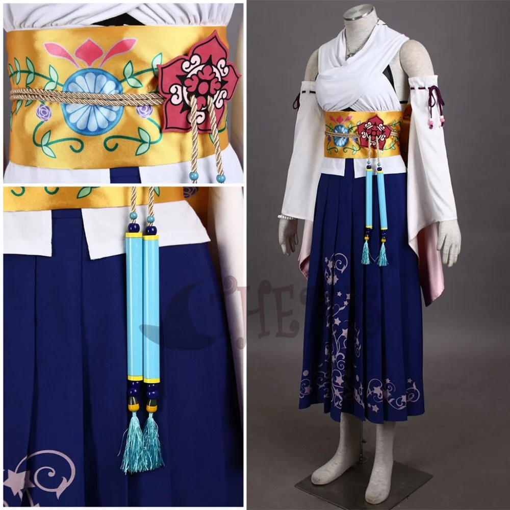 Athemis Final Fantasy Ten Yuna Cosplay celato Costume Outfit alta qualità come il personaggio originale di qualsiasi dimensione