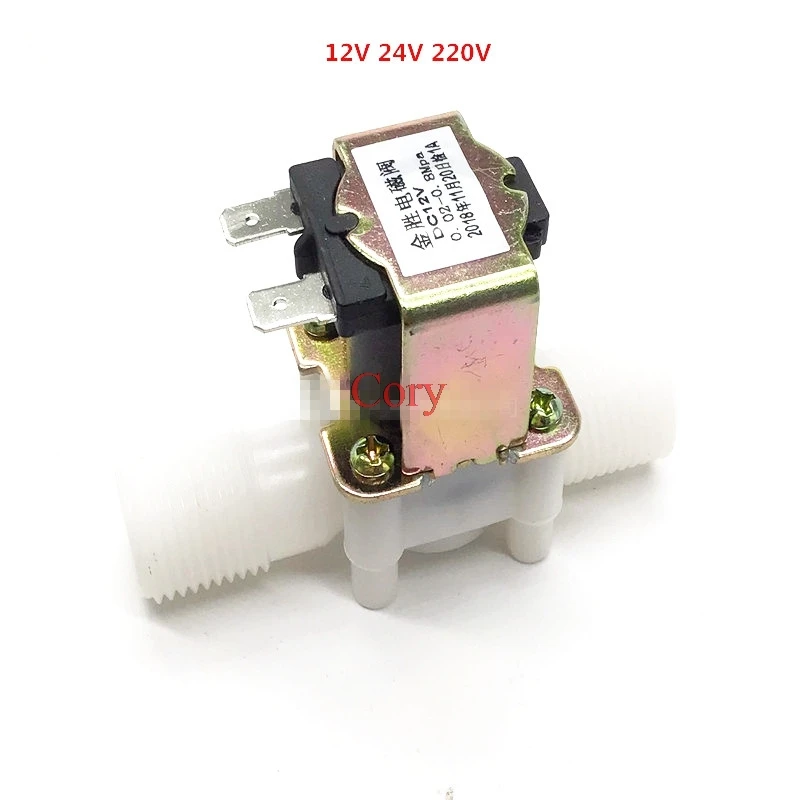 1Pc Plastic Solenoid Valve 12V DC / 24V DC / 220V AC Electric Magnetic Water Control Valve Switch NC NO 1/2'' DN15 Male