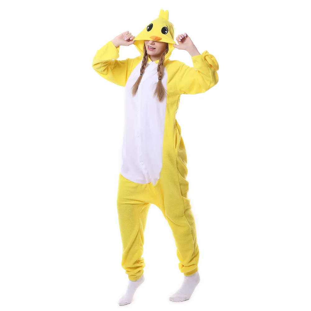 SimSimi Yellow Chicken Onesies Unisex Sleepsuit Adult Pajamas Cosplay Costumes Animal Onesie Sleepwear Jumpsuit For Man Women