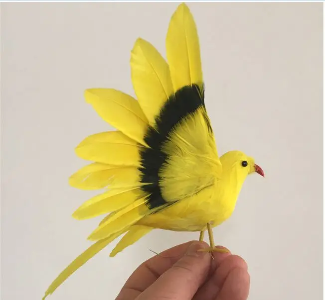 mini simulation yellow&black bird model foam&feathers wings bird model gift about 15cm 0675