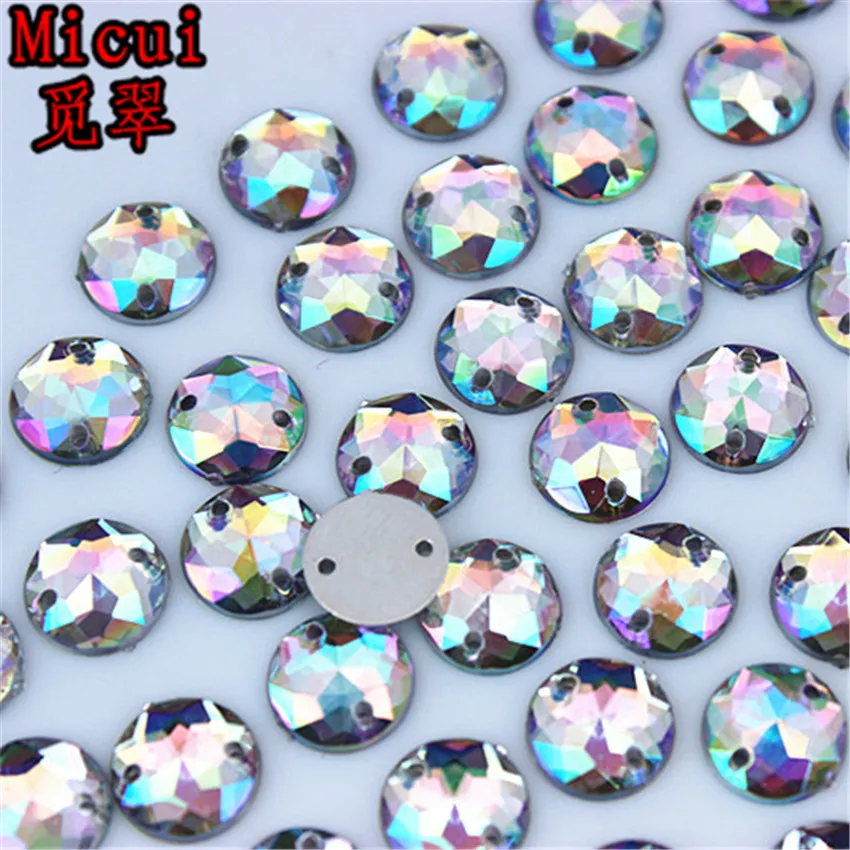 Micui 100pcs 8mm Round Chamfer Surface Flatback Crystal Stones Sewing Acrylic Rhinestones For Wedding Arts Crafts Decorate MC785