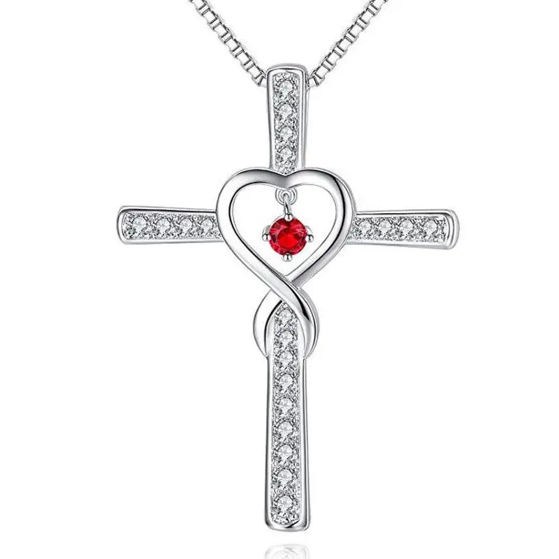 Top Quality Silve 925 Lady Pendant Necklace Jewelry Female Fashion Crystal Cross Necklace For Women Clavicle Accessories Male