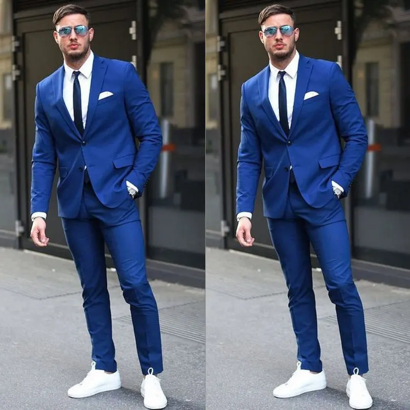 2024 Slim Fit Mens Suits for Wedding Suit Man Plus Pants Royal Blue Man Jacket Groom Blazer 2Piece Costume Homme Terno Masculino