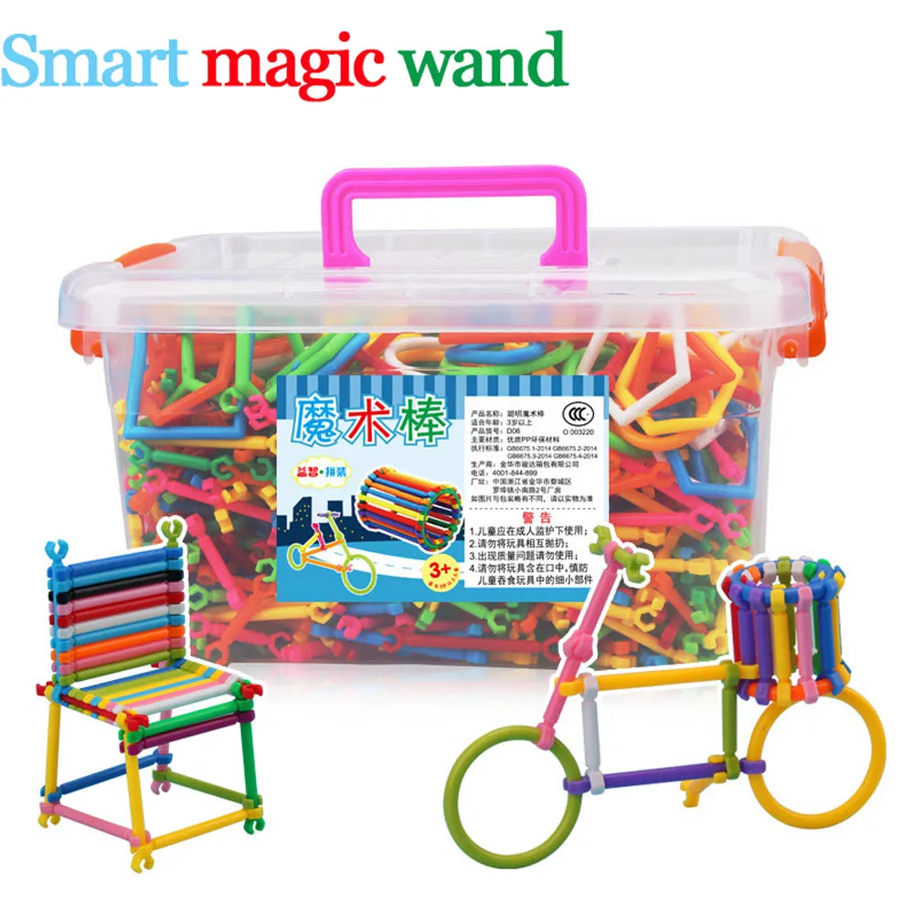 500pcs DIY Creative Intelligence Sticks Blocks Magic Wand Magnetic Designer Construction Set Plastic Model & Building Blocks