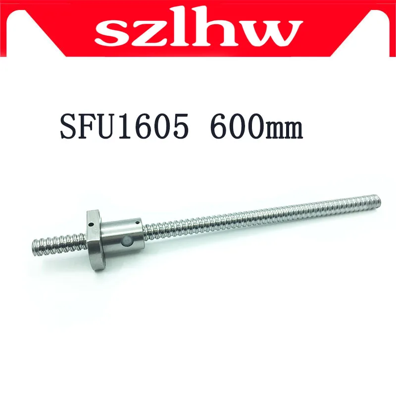 

High quality 16mm 1605 Ball Screw Rolled C7 ballscrew SFU1605 600mm with one 1605 flange single ball nut for CNC parts no ends