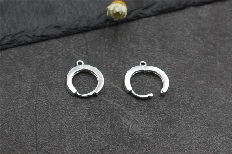 1 pair Fashion 100% 925 Sterling Silver Round Earring Hooks 10mm 12mm Handmade Earring Clip With Loop DIY Jewelry Making Charms