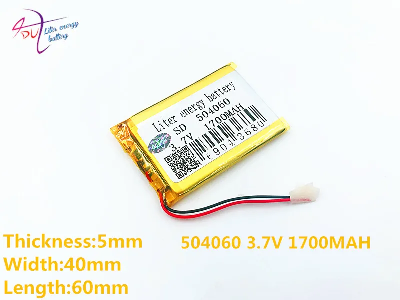 3.7V 1700mAh 504060 054060 Lithium Polymer Li-Po li ion Rechargeable Battery cells For Mp3 MP4 MP5 GPS mobile bluetooth