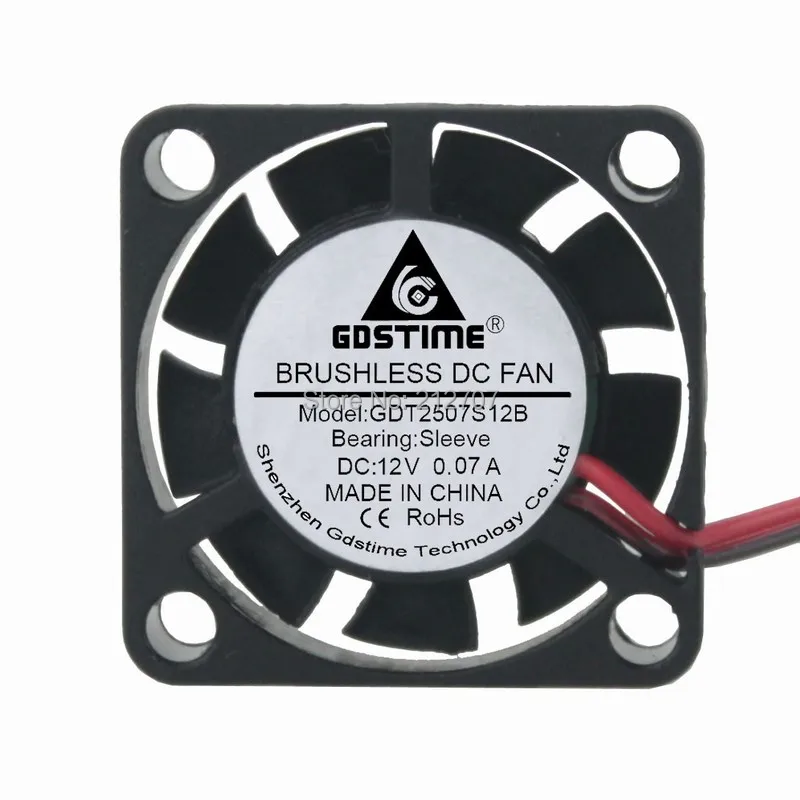 5PCS Gdstime 2Pin 12V DC 2.5cm 25x25x7mm 2507 25mm Brushless Ventilation Fan