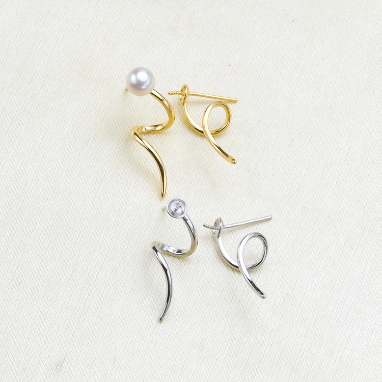 

2 Color 925 Silver Pearl Earrings European Fashion Drop Earrings Findings Exquisite Jewelry Parts Fittings Women's Accessories